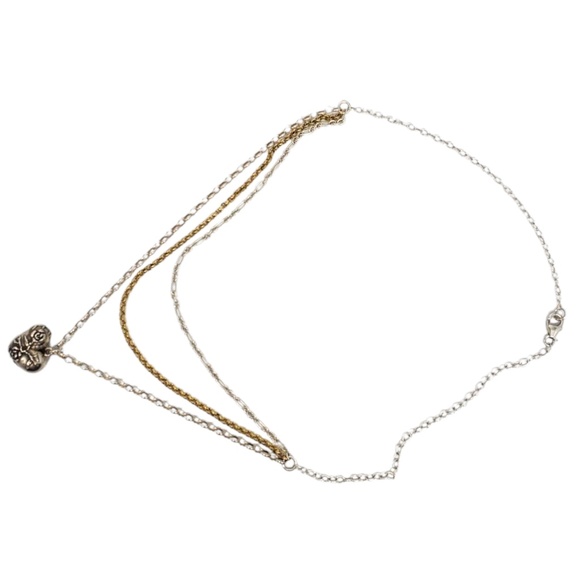 Sterling Silver Two Tone Layered Heart Shape Pendant Necklace #21291 - Picture 5 of 9